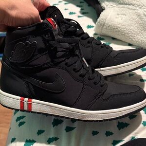 Nike Black and Red High-Top Sneakers